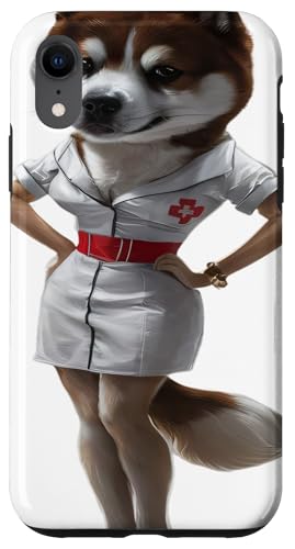 Männer Frau Lustige Krankenschwester Akita Hülle für iPhone XR von Click For Cool Dogs In Suit Designs