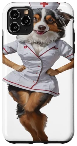 Männer Frauen Lustige Krankenschwester Australian Shepherd Hülle für iPhone 11 Pro Max von Click For Cool Dogs In Suit Designs