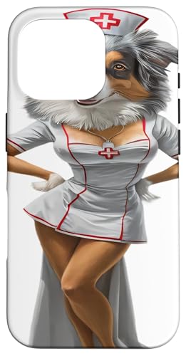 Männer Frauen Lustige Krankenschwester Australian Shepherd Hülle für iPhone 16 Pro von Click For Cool Dogs In Suit Designs