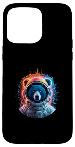 Hülle für iPhone 15 Pro Max Bär Herren Damen Bunt Grizzly Bär Weltraum Astronaut Bär von Click For Cool Space Animal Astronaut Designs