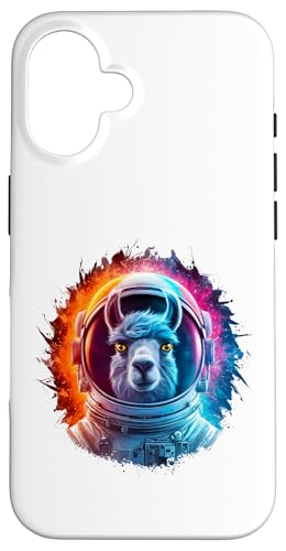 Lama Herren Frau Lama Bunt Weltraum Astronaut Lama Hülle für iPhone 16 von Click For Cool Space Animal Astronaut Designs