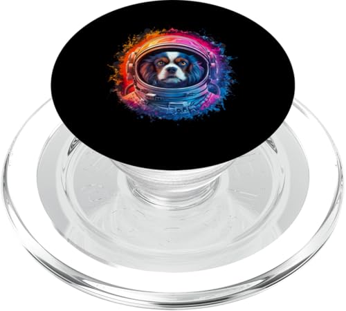 Herren Damen Bunt Astronaut Cavalier King Charles Spaniel PopSockets PopGrip für MagSafe von Click For Cool Space Dog Astronaut Designs