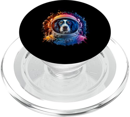 Herren Damen Bunt Weltraum Astronaut Englisch Springer Spaniel PopSockets PopGrip für MagSafe von Click For Cool Space Dog Astronaut Designs