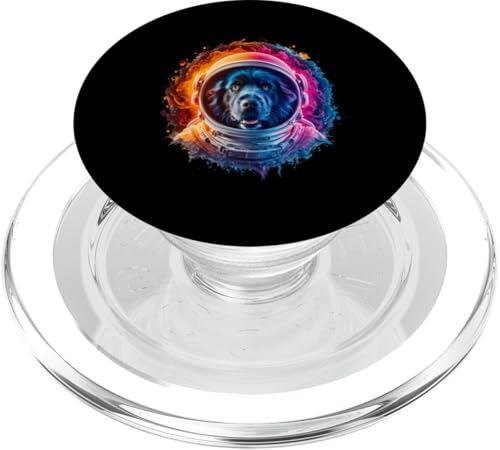 Herren Damen Bunt Weltraum Astronaut Neufundland PopSockets PopGrip für MagSafe von Click For Cool Space Dog Astronaut Designs