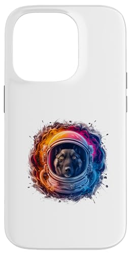 Hülle für iPhone 14 Pro Männer Frauen Bunt Weltraum Astronaut Belgisch Malinois von Click For Cool Space Dog Astronaut Designs