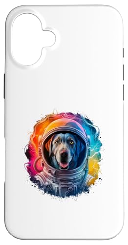 Hülle für iPhone 16 Plus Herren Damen Bunt Weltraum Astronaut Labrador Retriever von Click For Cool Space Dog Astronaut Designs