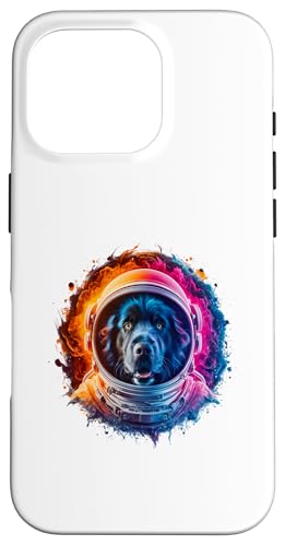 Hülle für iPhone 16 Pro Herren Damen Bunt Weltraum Astronaut Neufundland von Click For Cool Space Dog Astronaut Designs