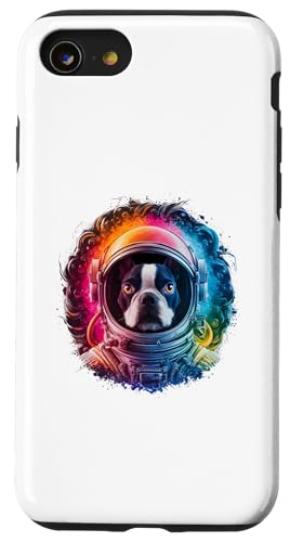 Hülle für iPhone SE (2020) / 7 / 8 Herren Damen Bunt Space Astronaut Boston Terrier von Click For Cool Space Dog Astronaut Designs