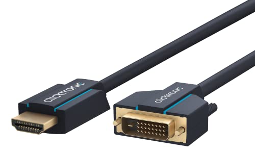 Clicktronic Casual HDMI / DVI-Kabel 10.0 m, Adapterkabel zwischen HDMI und DVI-D, vergoldete Kontakte, zweifach geschirmt von Clicktronic