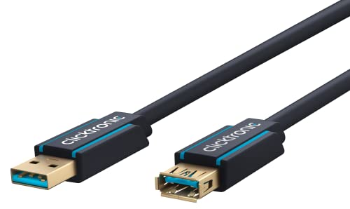 Clicktronic Casual USB 3.0 Hochgeschwindigkeits-Verlängerung Kabel USB A Stecker auf A Buchse mit vergoldeten Kontakten 3.0m von Clicktronic