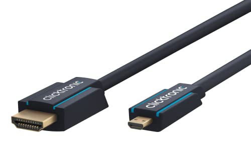 Clicktronic High Speed HDMI auf Micro HDMI oder Micro HDMI auf HDMI Kabel kurz – Adapterkabel Typ D auf Typ A bidirektional 4K Ultra HD, 3D TV, ARC, mit Ethernet für Raspberry Pi 4, Gopro, ODROID, 1m von Clicktronic