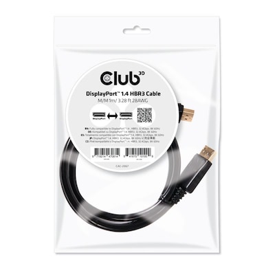 Club 3D DisplayPort 1.4 Kabel 1m DP zu DP HBR3 St./St. schwarz CAC-2067 von Club3D