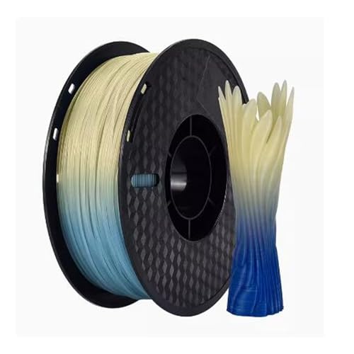 Cmnsjl 3D-Druck Verbrauchsmaterialien PLA-Temperaturänderung 1,75 Mm Verbrauchsmaterialien, 3D-Linienmaterial FDM-Alterungswiderstand Genauigkeit +/- 0,03 Mm, 1 Kg Spule,Blue Green to Yellow Green von Cmnsjl