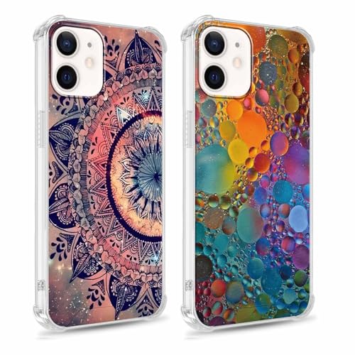 Coalbooliy 2 Stück Handyhülle für iPhone 11 hülle 6,1", Aesthetic Muster Farbe Marmor Design Transparent mit KameraSchutz und BildschirmSchutz Dünne PC+TPU Silikon Bumper Stoßfestes Schutzhülle, 21 von Coalbooliy