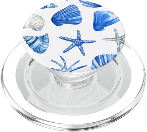 Blue Seashell Coastal Summer, Seestern, Damen PopSockets PopGrip für MagSafe von Coastal Beach Summer Blue Seashell