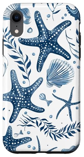 Hülle für iPhone XR Blue Seashell Coastal Summer, Seestern, Damen von Coastal Beach Summer Blue Seashell