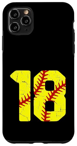 Hülle für iPhone 11 Pro Max Softball Player Jersey Nummer #18 18 Proud Softball MOM DAD von CocomoSoul-Mobile