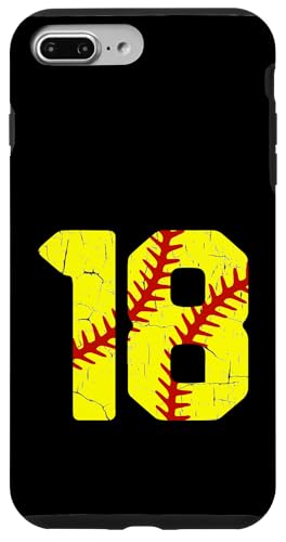 Hülle für iPhone 7 Plus/8 Plus Softball Player Jersey Nummer #18 18 Proud Softball MOM DAD von CocomoSoul-Mobile