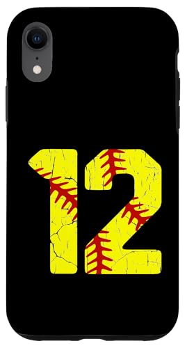 Hülle für iPhone XR Softball Player Jersey Nummer #12 12 Proud Softball MOM DAD von CocomoSoul-Mobile