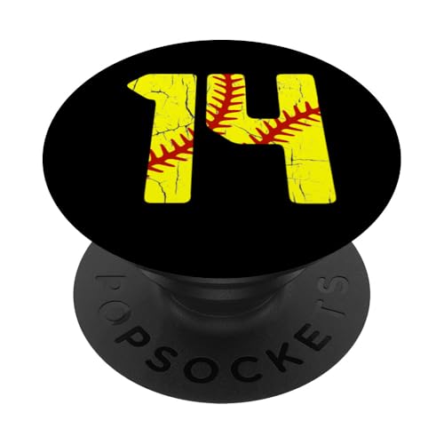 Softball Player Jersey Nummer #14 14 Proud Softball MOM DAD PopSockets Klebender PopGrip von CocomoSoul-Mobile