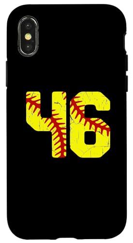 Hülle für iPhone X/XS Softball Spieler Trikot Nummer #46 46 Proud Softball MOM DAD von CocomoSoul