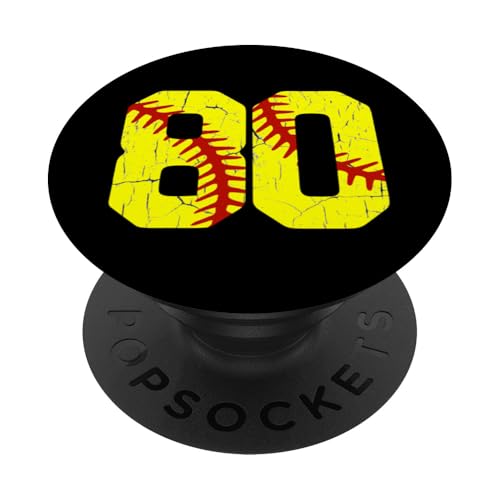 Softball Spieler Trikot Nummer #80 80 Proud Softball MOM DAD PopSockets Klebender PopGrip von CocomoSoul