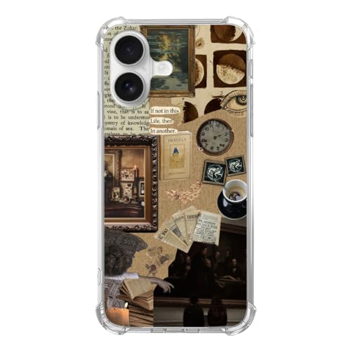 Dark Academia Collage Handyhülle für iPhone 16 Plus, ästhetische Buchcollage Cover für iPhone 16 Plus, trendige TPU-Schutzhülle von Codkun