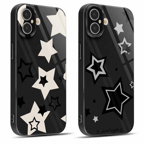 Coiwxmoi 2 Stück Handyhülle für iPhone 15 Hülle 6,1", Silikon Schutzhülle mit Aesthetic Sterne Muster, Print Design für Frauen Mädchen Hülle, Stoßfest Kratzfest Y2K Schutzhülle für iPhone15, Star von Coiwxmoi