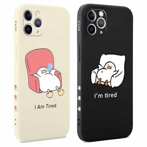 Coiwxmoi 2 Stück Hülle für iPhone 11 Pro 5,8 Zoll, Aesthetic Muster Design Mädchen Frauen Handyhülle, Weich Silikon Slim Motiv Stoßfest Case Kratzfeste Süßes Schutzhülle für iPhone 11 Pro, Ente von Coiwxmoi