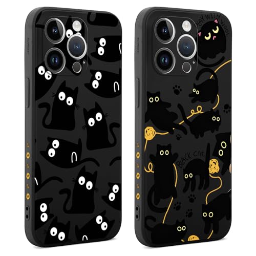 Coiwxmoi 2 Stück Hülle für iPhone 14 Pro 6,1 Zoll, Aesthetic Muster Design Mädchen Frauen Handyhülle, Weich Silikon Slim Motiv Stoßfest Case Kratzfeste Süßes Schutzhülle für iPhone 14 Pro, Katze 01 von Coiwxmoi