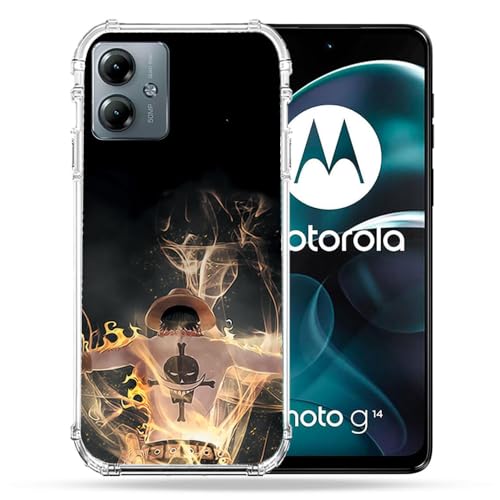 Cokitec Schutzhülle für Motorola G14 4G Manga One Piece Ace, Schwarz von Cokitec