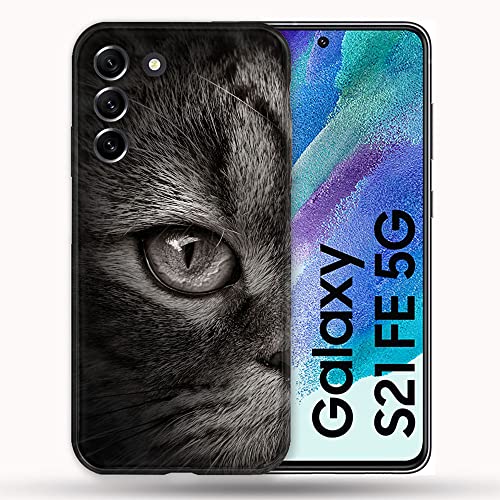 Cokitec Schutzhülle für Samsung Galaxy S21 FE / S21FE mit Katze, Grau von Cokitec