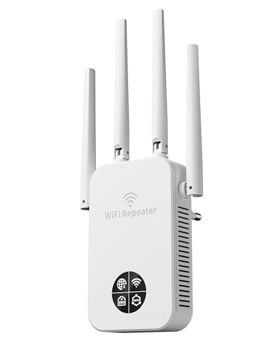 Cokvok 1200M WLAN Repeater, WiFi Booster WLAN Verstärker (867MBit/s 5GHz + 300MBit/s 2,4GHz), LED Bildschirm, WPS, AP Modus, LAN Port und 4 Antennen, Kompatibel mit Allen WLAN Geräte von Cokvok