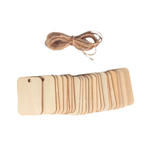 Colcolo 50x Holzanhänger Holzscheiben mit Löchern Lesezeichen Holzstücke zum Bemalen Rechteckige Geschenkanhänger Preisschilder zum DIY Basteln Hochzeit von Colcolo