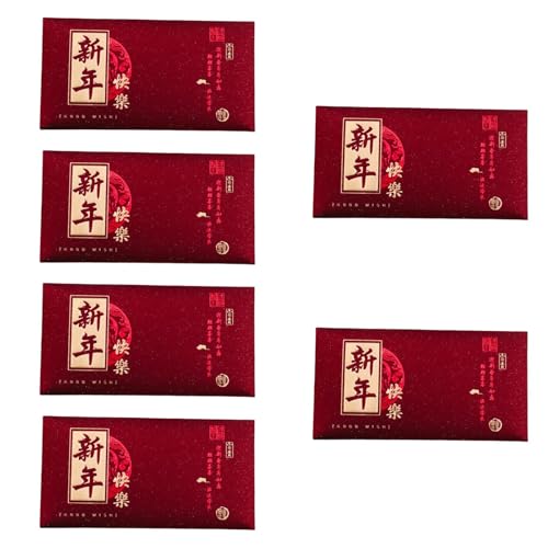 Colcolo 6x Chinesisches Mondjahr Roter Umschlag Glücksgeld Geschenkpaket Geschenk Hongbao, Rote Tasche Hong Bao für Geburtstag Frühling, Festival, Style B von Colcolo