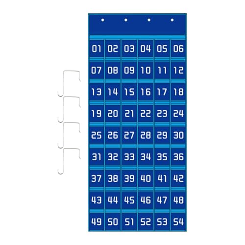 Colcolo Taschendiagramm für das Klassenzimmer, Kartentaschen-Organizer, nummeriertes Taschendiagramm, Hänge-Organizer-Aufbewahrungstasche für den Schrank, Marine von Colcolo