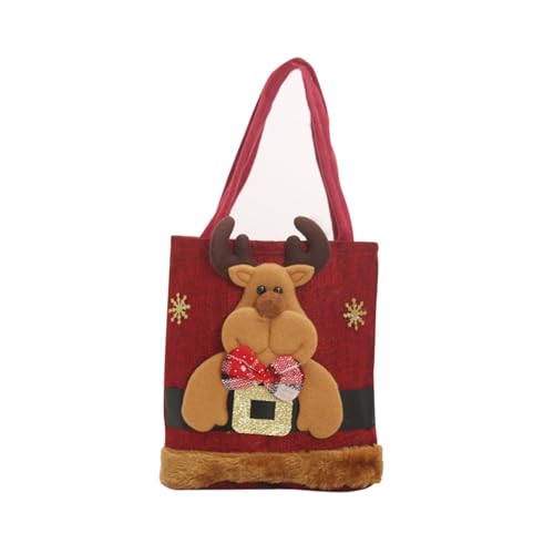 Colcolo Weihnachtsgeschenk-Puppentasche, Einkaufstasche, wiederverwendbare Aufbewahrungsdekoration, Goody Bag, Weihnachts-Leckerli-Tasche für den, Elch von Colcolo