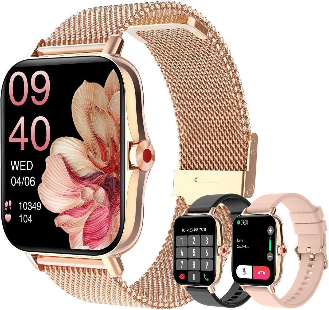 Colesma IP67 Wasserdichtigkeit Damen mit Telefonfunktion Smartwatch (1,7 Zoll), HD Touchscreen Fitness Tracker mit Schrittzähler,Schlafmonitor von Colesma