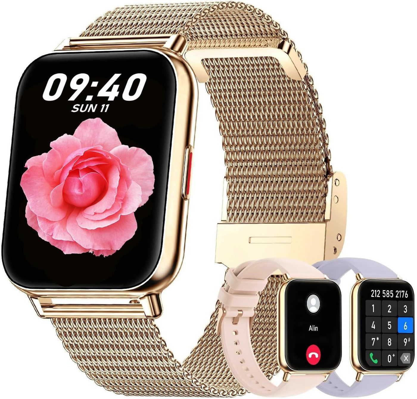 Colesma Smartwatch (1,85 Zoll, Android, iOS), mit telefonfunktion,Sprachsteuerung/Schlafmonitor, Fitness Tracker Uhr von Colesma