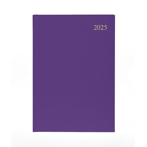 Collins Essential ESSA43.55-25 Business-Terminplaner 2025, A4, Wochenplaner mit Ledernarbung, Hardcover, Violett von Collins