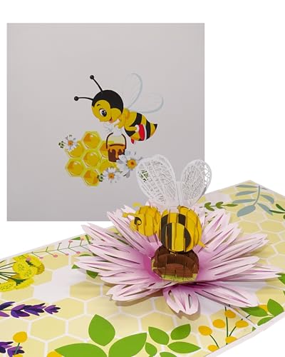 Pop Up Karte Bee Happy! 3D Geburtstagskarte Biene - Glückwunschkarte Imker & Gutschein Honig von Cologne Cards