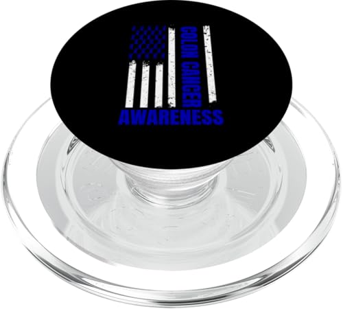 Amerikanische Flagge Darmkrebs Bewusstsein Wear Blue Ribbon USA PopSockets PopGrip für MagSafe von Colon Cancer Awareness Month Colorectal Cancer