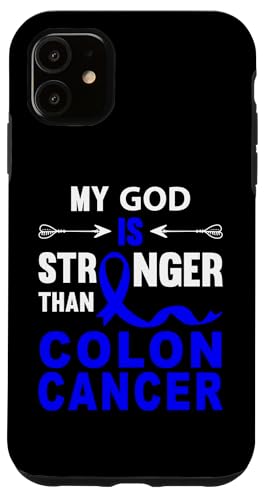 Hülle für iPhone 11 Colon Cancer Awareness Faith Blue Ribbon Support Zitat Gott von Colon Cancer Awareness products (Lwaka)