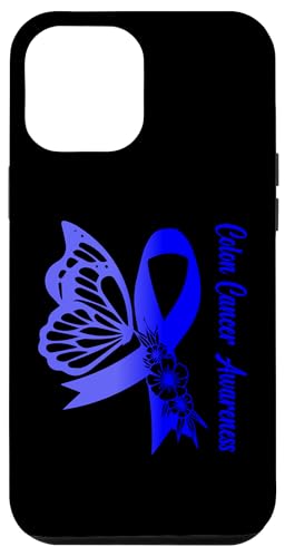 Hülle für iPhone 13 Pro Max Darmkrebsbewusstsein blaues Band Schmetterling Blumen von Colon Cancer Awareness products (Lwaka)