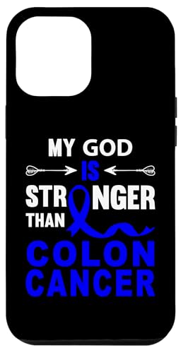 Hülle für iPhone 15 Pro Max Colon Cancer Awareness Faith Blue Ribbon Support Zitat Gott von Colon Cancer Awareness products (Lwaka)