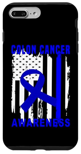 Hülle für iPhone 7 Plus/8 Plus Colon Cancer Awareness Warrior Blue Ribbon unterstützt US-Flagge von Colon Cancer Awareness products (Lwaka)