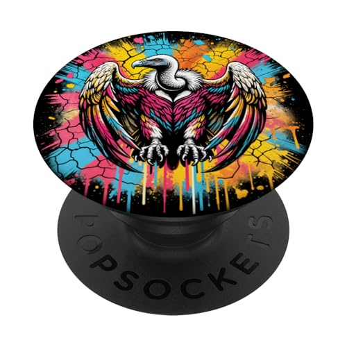 Bunte Geier Splash Art Niedlicher Aasgeier Vogelliebhaber PopSockets Klebender PopGrip von Colorful Animal Apparel & Cute Art Gifts Co.