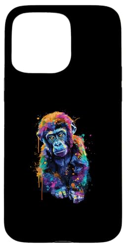 Hülle für iPhone 15 Pro Max Gorilla Baby Bunt von Colorful Animal Design