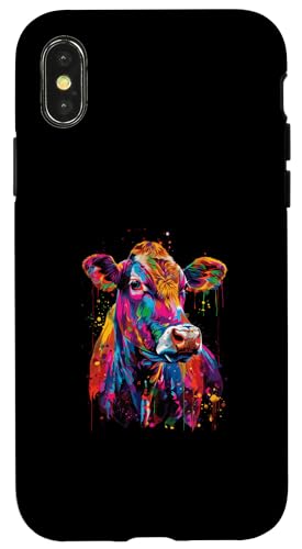 Hülle für iPhone X/XS Kuh bunt von Colorful Animal Design