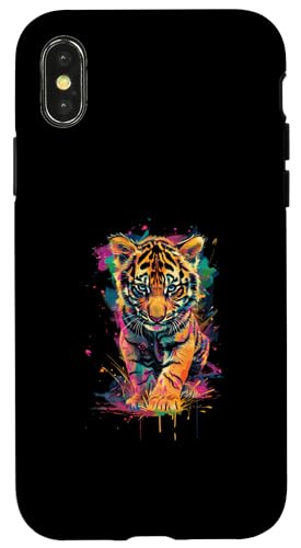 Hülle für iPhone X/XS Tiger Baby Bunt von Colorful Animal Design